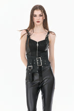Load image into Gallery viewer, Goth Punk Dark Grey Faux-Leather Double-Buckle Lace-up Asymmetrical Corset Belt CW116