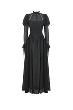 Load image into Gallery viewer, Black Negative Gothic Spiderweb Patchwork Princess Sleeve Maxi Dress DW1005