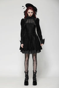Gothic Velvet Lace Long-Sleeve Dress DW1006