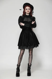 Gothic Velvet Lace Long-Sleeve Dress DW1006