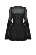 Load image into Gallery viewer, Black Gothic Mesh Patchwork Back Lace-up Everyday Dress DW1007