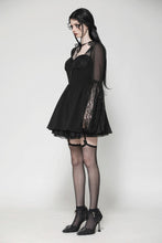 Load image into Gallery viewer, Black Gothic Mesh Patchwork Back Lace-up Everyday Dress DW1007