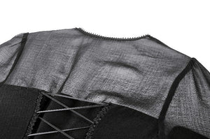 Black Gothic Mesh Patchwork Back Lace-up Everyday Dress DW1007