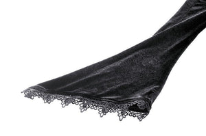 Gothic Dark Velvet Ruffle Hem Gem Pendant Off-Shoulder Mermaid Dress DW1010