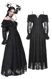 Gothic Off-Shoulder Layered Ruffle Elegant Maxi Dress DW1011