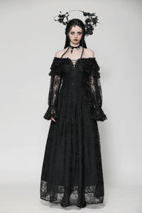 Gothic Off-Shoulder Layered Ruffle Elegant Maxi Dress DW1011