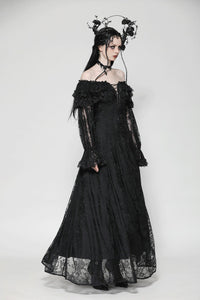 Gothic Off-Shoulder Layered Ruffle Elegant Maxi Dress DW1011