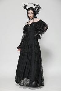 Gothic Off-Shoulder Layered Ruffle Elegant Maxi Dress DW1011