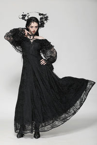 Gothic Off-Shoulder Layered Ruffle Elegant Maxi Dress DW1011