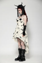 Load image into Gallery viewer, Cute Punk Black Embroidered Butterfly  Lace Angel Beige Dress DW1013
