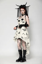 Load image into Gallery viewer, Cute Punk Black Embroidered Butterfly  Lace Angel Beige Dress DW1013