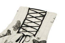 Load image into Gallery viewer, Cute Punk Black Embroidered Butterfly  Lace Angel Beige Dress DW1013