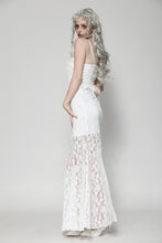 Load image into Gallery viewer, Gothic white romantic hollow cat ear mermaid dress DW1014