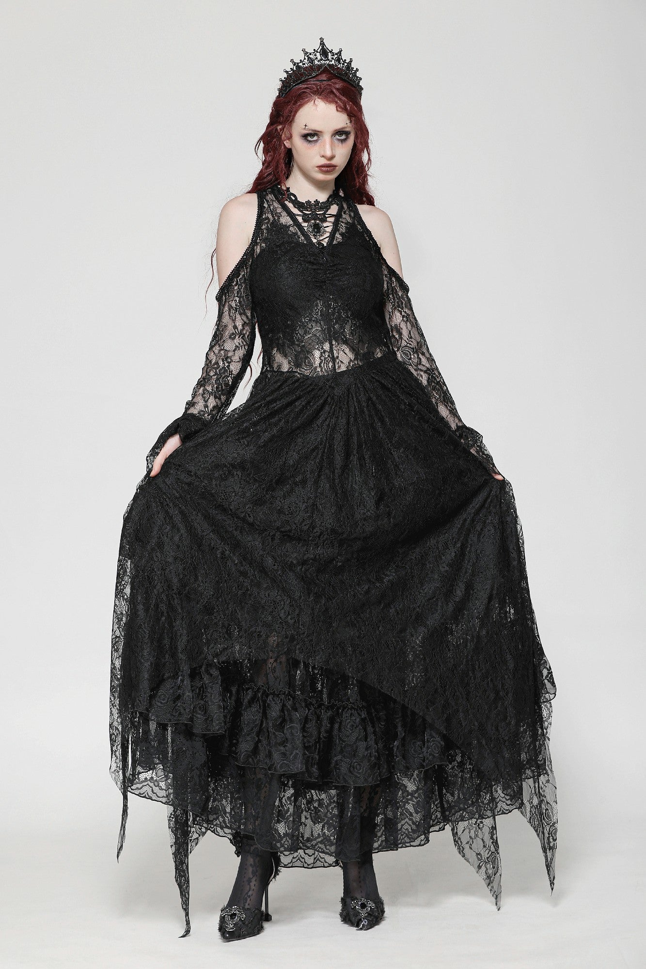 black asymmetrical off the shoulder dress Asymmetric Off-Shoulder Midi Dress