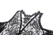 Load image into Gallery viewer, Black Gothic Asymmetrical Lace Rhinestone Neckline Off-Shoulder   Dress DW1017