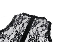 Load image into Gallery viewer, Black Gothic Asymmetrical Lace Rhinestone Neckline Off-Shoulder   Dress DW1017