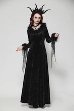 Load image into Gallery viewer, Gothic dark velvet  V-neck long slim dress DW1019