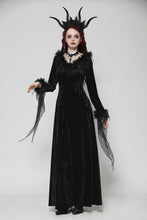 Load image into Gallery viewer, Gothic dark velvet  V-neck long slim dress DW1019
