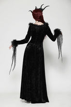 Load image into Gallery viewer, Gothic dark velvet  V-neck long slim dress DW1019