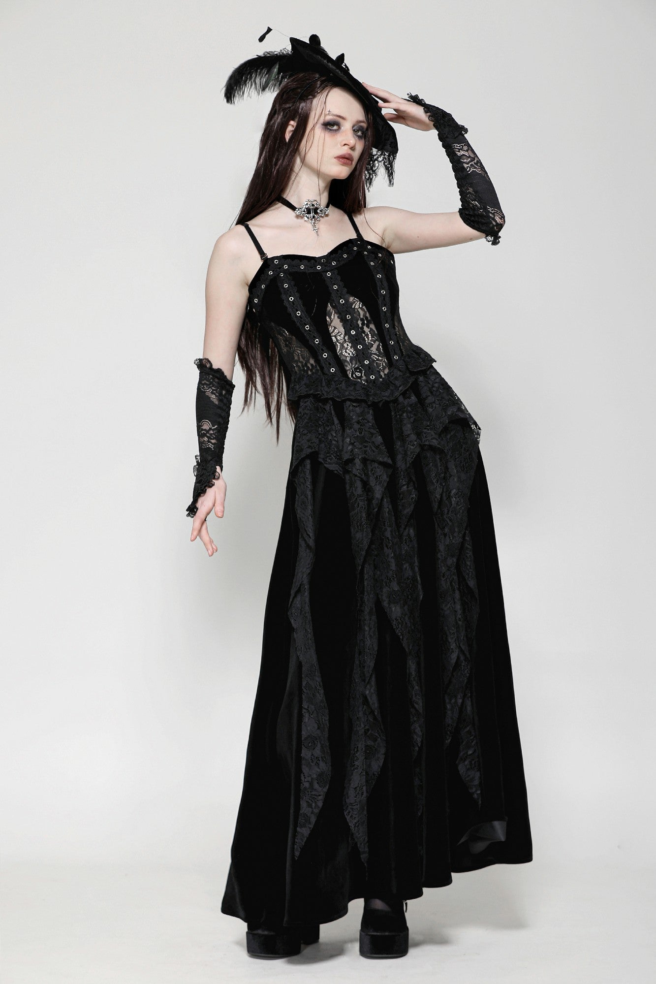 Romantic Gothic Sexy Hollow Waist Maxi Dress DW1022 XXL Romantic Gothic Sexy Hollow Waist Maxi Dress DW1022 XXL