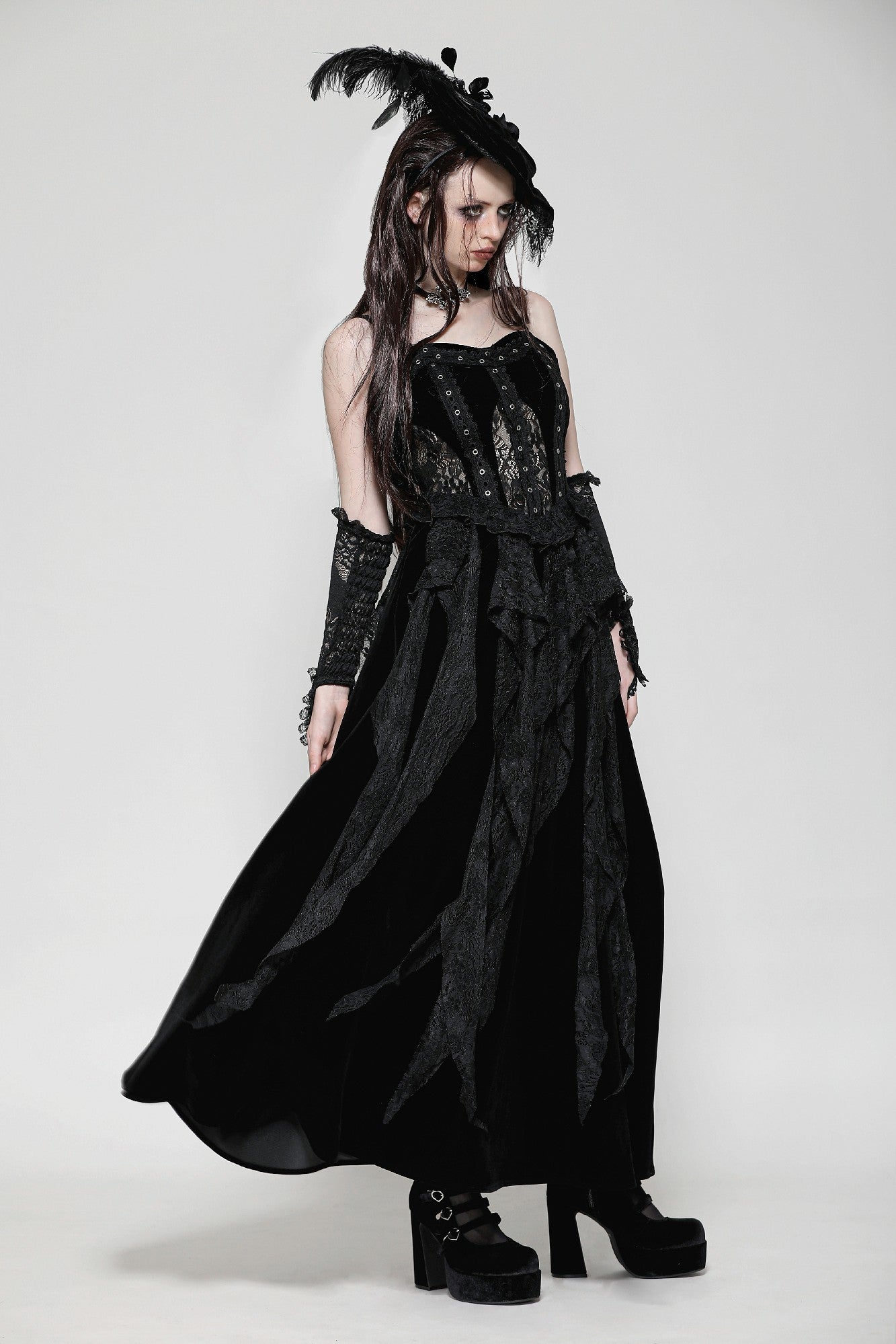 Romantic Gothic Sexy Hollow Waist Maxi Dress DW1022 XXL Romantic Gothic Sexy Hollow Waist Maxi Dress DW1022 XXL