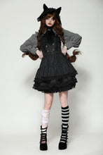 Load image into Gallery viewer, Dark striped double-breasted doll dress DW1026