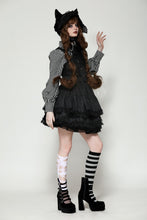 Load image into Gallery viewer, Dark striped double-breasted doll dress DW1026