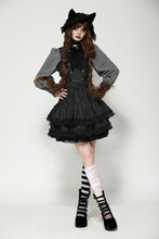Load image into Gallery viewer, Dark striped double-breasted doll dress DW1026