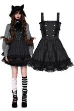 Load image into Gallery viewer, Dark striped double-breasted doll dress DW1026