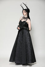 Load image into Gallery viewer, Gothic black butterfly strapless lace gown dress DW1029