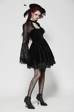 Load image into Gallery viewer, Dark floral jacquard velvet elegant dress DW1033