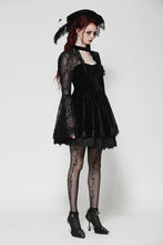 Load image into Gallery viewer, Dark floral jacquard velvet elegant dress DW1033