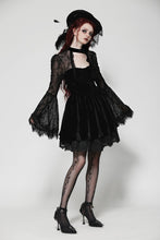 Load image into Gallery viewer, Dark floral jacquard velvet elegant dress DW1033