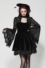 Load image into Gallery viewer, Dark floral jacquard velvet elegant dress DW1033