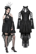 Load image into Gallery viewer, Black Gothic Rose Vine Lace Tail Dress DW1034
