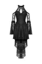 Load image into Gallery viewer, Black Gothic Rose Vine Lace Tail Dress DW1034