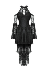 Black Gothic Rose Vine Lace Tail Dress DW1034