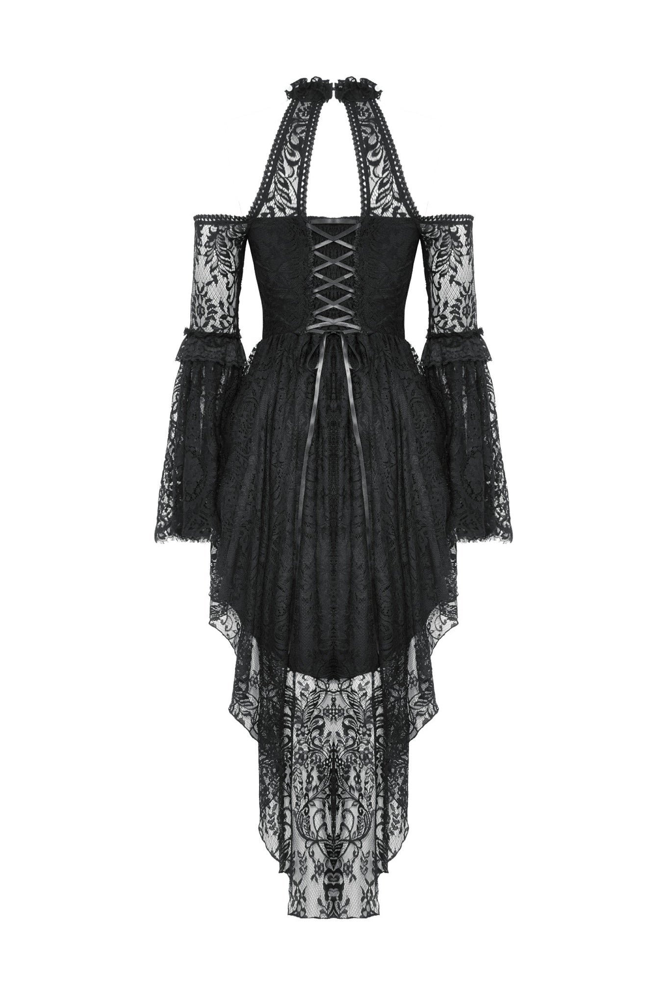 Black Gothic Rose Vine Lace Tail Dress DW1034 XXL Black Gothic Rose Vine Lace Tail Dress DW1034 XXL