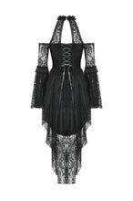 Load image into Gallery viewer, Black Gothic Rose Vine Lace Tail Dress DW1034