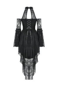Black Gothic Rose Vine Lace Tail Dress DW1034
