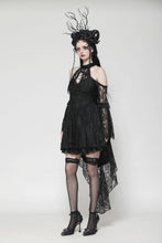 Load image into Gallery viewer, Black Gothic Rose Vine Lace Tail Dress DW1034