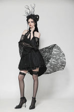 Load image into Gallery viewer, Black Gothic Rose Vine Lace Tail Dress DW1034