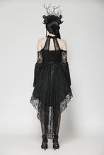 Load image into Gallery viewer, Black Gothic Rose Vine Lace Tail Dress DW1034