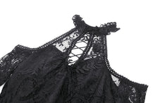 Load image into Gallery viewer, Black Gothic Rose Vine Lace Tail Dress DW1034
