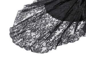Black Gothic Rose Vine Lace Tail Dress DW1034