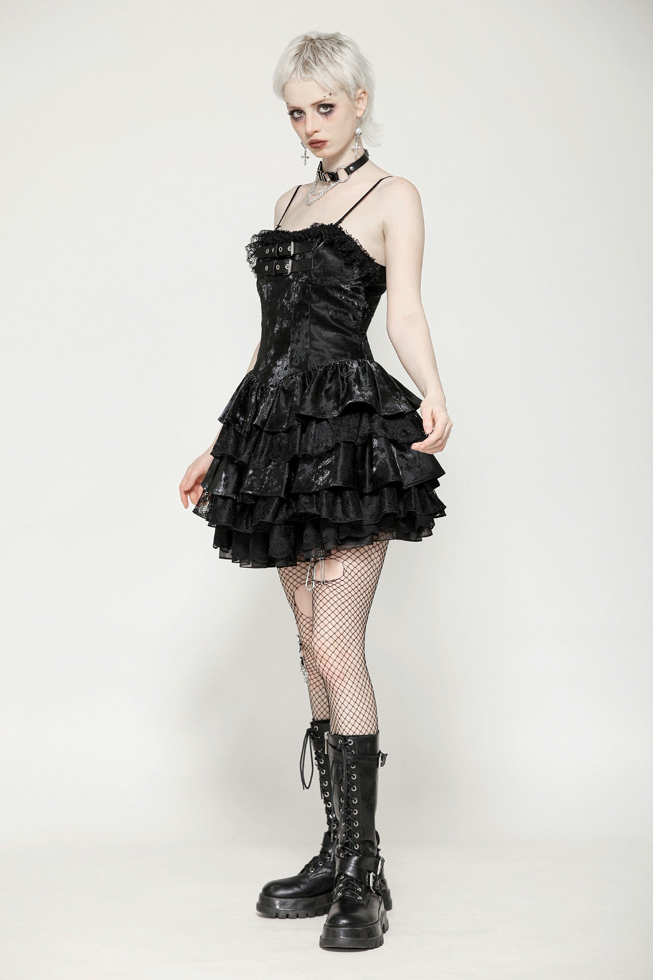 Punk Shiny PU Leather Layered Dress DW1035 XL Punk Shiny PU Leather Layered Dress DW1035 XL