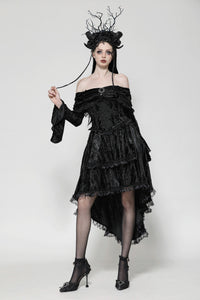 Elegant Gothic Cross Embroidered Velvet Dress DW1037