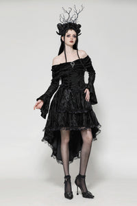 Elegant Gothic Cross Embroidered Velvet Dress DW1037