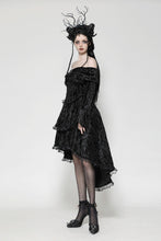 Load image into Gallery viewer, Elegant Gothic Cross Embroidered Velvet Dress DW1037