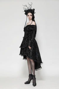 Elegant Gothic Cross Embroidered Velvet Dress DW1037